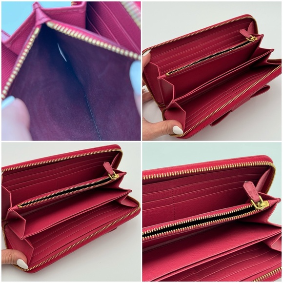 (SOLD) Prada Saffiano Leather Pink Bow Tie Wallet - Picture 13 of 16